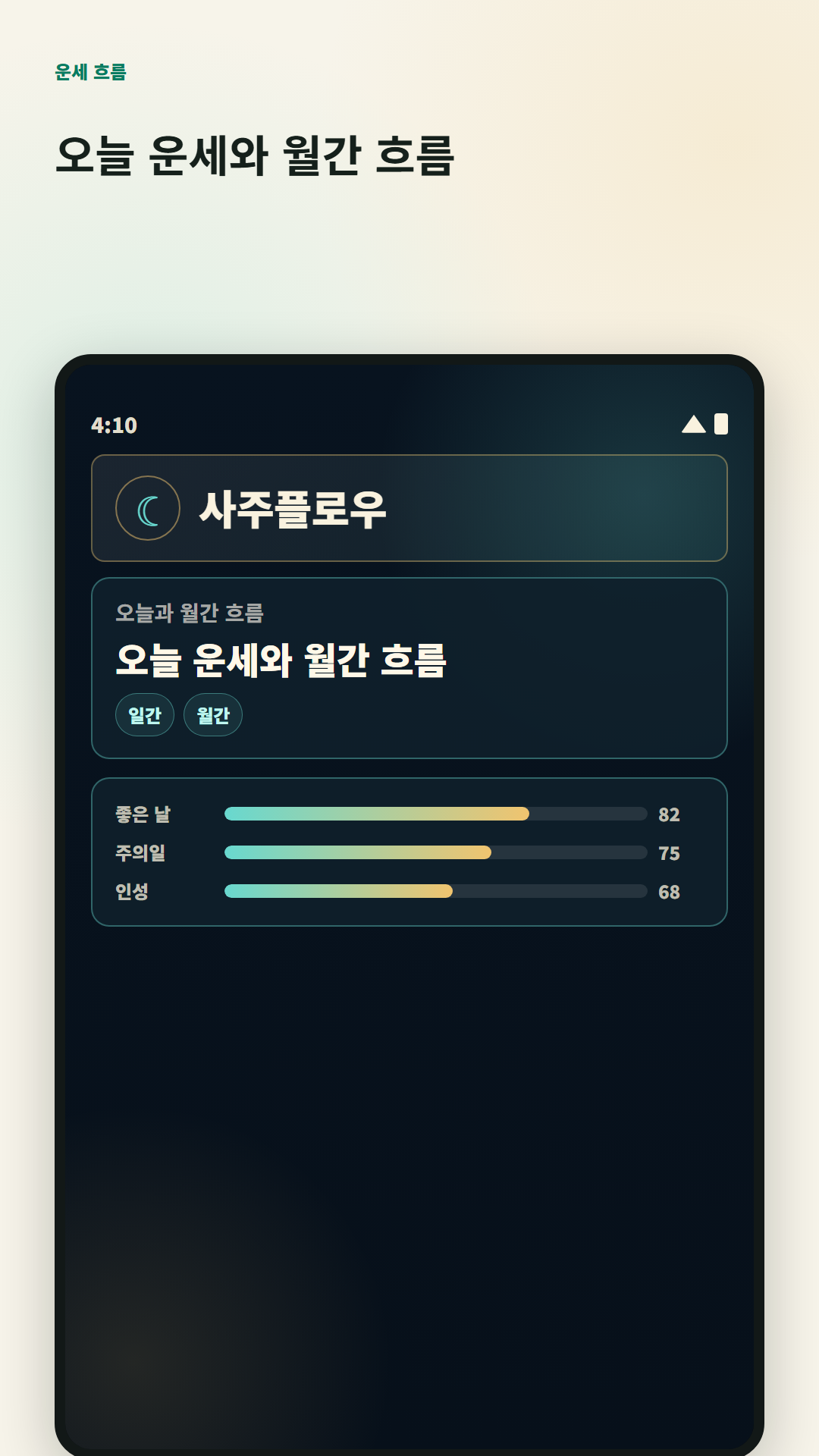 사주플로우 운세 흐름 화면